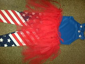 Adult Female Costumes to Hire - Capt America - Ladies costume (leotard & leggings & tutu)